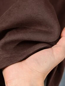 CosyJoli Plus Size Embroidered Fashion Ruffle Hem Crew Neck Sweatshirt Casual Cute Kawaii Back To School Sweatshirt For Women Autumn Daily Going Out Formal Party - Brown - View 6