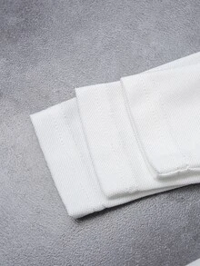 Elladie kids 女童白色 3 件組長袖 Polo 衫，彼得領配精緻愛心鈕扣，基本純色修身長袖 T 恤，適合返校季 - 白色 - 查看 5