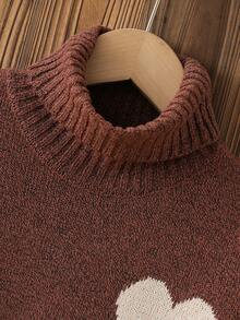 SHEIN Tween Girl Sweater Dress, New Arrival For Autumn/Winter Farewell Dark Grey Cute - Brown - View 3