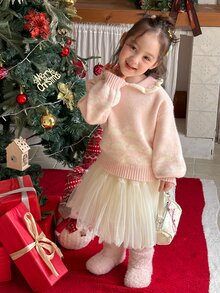 DAZY Infant/Toddler (Girl) Turn Collar Autumn/Winter Long Sleeve Cartoon Sweater - Pink - View 4