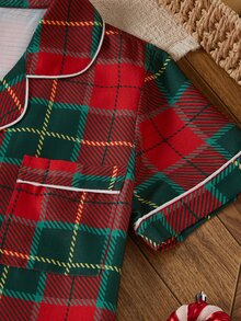 Dream Adore Classic Plaid Button-Down Lapel Short Sleeve Shorts Women's Pajama Set - Multicolor - View 4