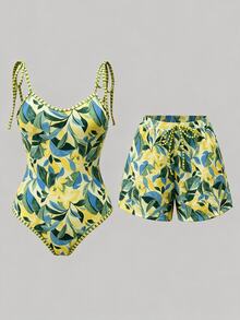 Swim Oasis بدلة سباحة قطعة واحدة بأسلوب بوهيمي مع شورت 2 قطعة مجموعة 26SS ربيع/صيف إجازة - متعدد الألوان - مشاهدة 3