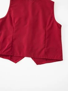 SHEIN 青少年男孩 2件組修身背心直筒長褲套裝 早秋返校 婚禮賓客 鋼琴演奏會 兒童服飾套裝 - 酒紅色 - 查看 4
