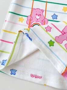 SHEIN X Care Bears 女童休閒簡約居家服套裝，柔軟舒適長袖長褲，適合秋冬，貼身剪裁 - 彩色 - 查看 7