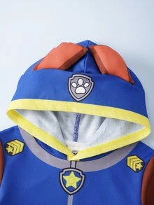 SHEIN | PAW Patrol Young Boy Colorblock Zip-Up Casual Daily Long Sleeve Hooded Sweatshirt - Navy Blue - View 4