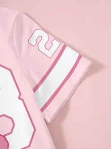SHEIN X Care Bears 青少年女孩字母卡通印花圓領短袖T恤 - 白色 - 查看 4