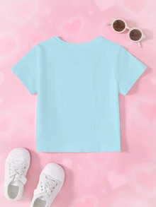 THE POWERPUFF GIRLS X SHEIN Young Girl Cartoon Print Short Sleeve T-Shirt For Daily Wear - White - View 2
