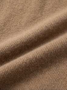 SHEIN Autumn/Winter New Casual Minimalist Solid Color V-Neck Drawstring Tie Mid-Length Knit Vest For Women, Casual Daily Commute Outfit - Khaki - View 8