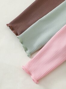 女嬰可愛休閒針織純色長袖上衣彈性腰長褲 6件套 - 薄荷綠 - 查看 5
