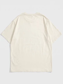 Sorvial Stickad enfärgad herr T-shirt i plus size med rund hals och kort ärm - Aprikos - Visa 2