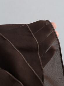 Sweetra Women's Plus Size Summer Fashion Versatile Multi-Layer Ruffle Hem Back Cutout Tie Chiffon Round Neck Sleeveless Short Blouse - Coffee Brown - View 4