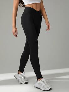 SHEIN Tall 女款純色極簡高腰長褲，日常穿著，適合高個女性 - 彩色 - 查看 3