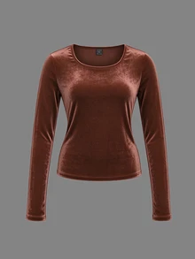 SHEIN LUNE CURVE 4pcs Set Crew Neck Long Sleeve T-Shirts, Casual & Fashionable Daily Wear Fall Cloth For Women - Multicolor - View 3