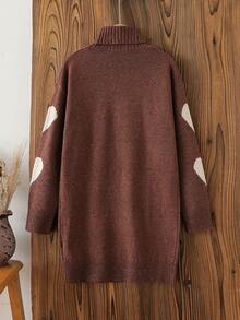 SHEIN Tween Girl Sweater Dress, New Arrival For Autumn/Winter Farewell Dark Grey Cute - Brown - View 2