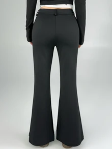 DAZY Women's Solid Color Casual Versatile Daily Wear Tight Fit Sports Leggings - Black - View 4