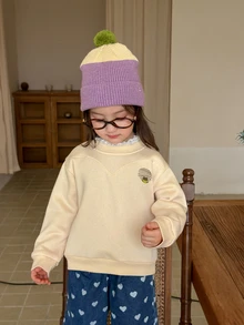 Dazy Kids Infant/Toddler (Girls) Round Neck Korean Style Long Sleeve Autumn/Winter Sweatshirt - Beige - View 4