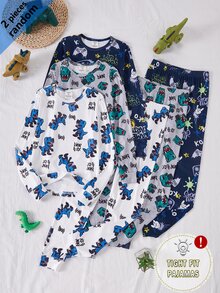 男童長袖長褲修身居家服 - 彩色 - 查看 3