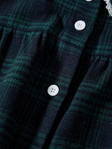 Rusticease Plus Size Colorblock Button Front Patchwork Collar Peter Pan Collar Long Sleeve Dress Elegant Formal Fall Winter 2026 - Multicolor - View 5