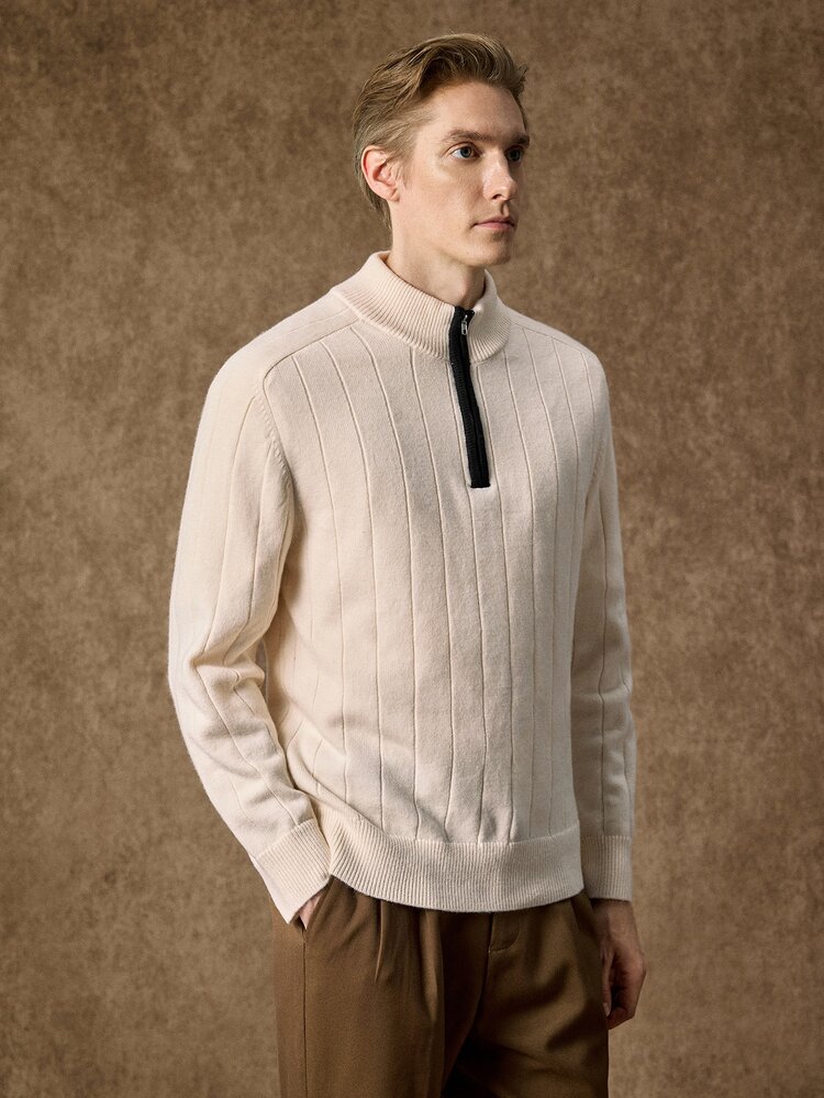 Manfinity CityGents Men's Casual Half-Zip Long Sleeve Sweater - Multicolor - View 4