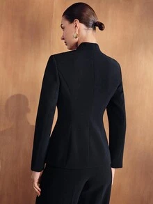 MOTF PREMIUM WOMEN'S METAL DECOR FASHION VERSATILE COMMUTE & TRAVEL BLAZER - Black - View 7