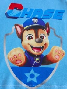 SHEIN | PAW Patrol Áo top mặc thường ngày phong cách casual in chữ và hoạt hình cho bé trai - Xanh và trắng - Xem 6