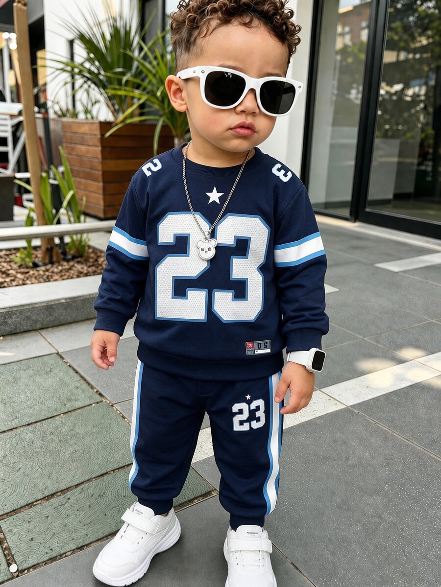 Baby Boy Number Pattern Casual Daily Long Sleeve Sweatshirt - Multicolor - View 1