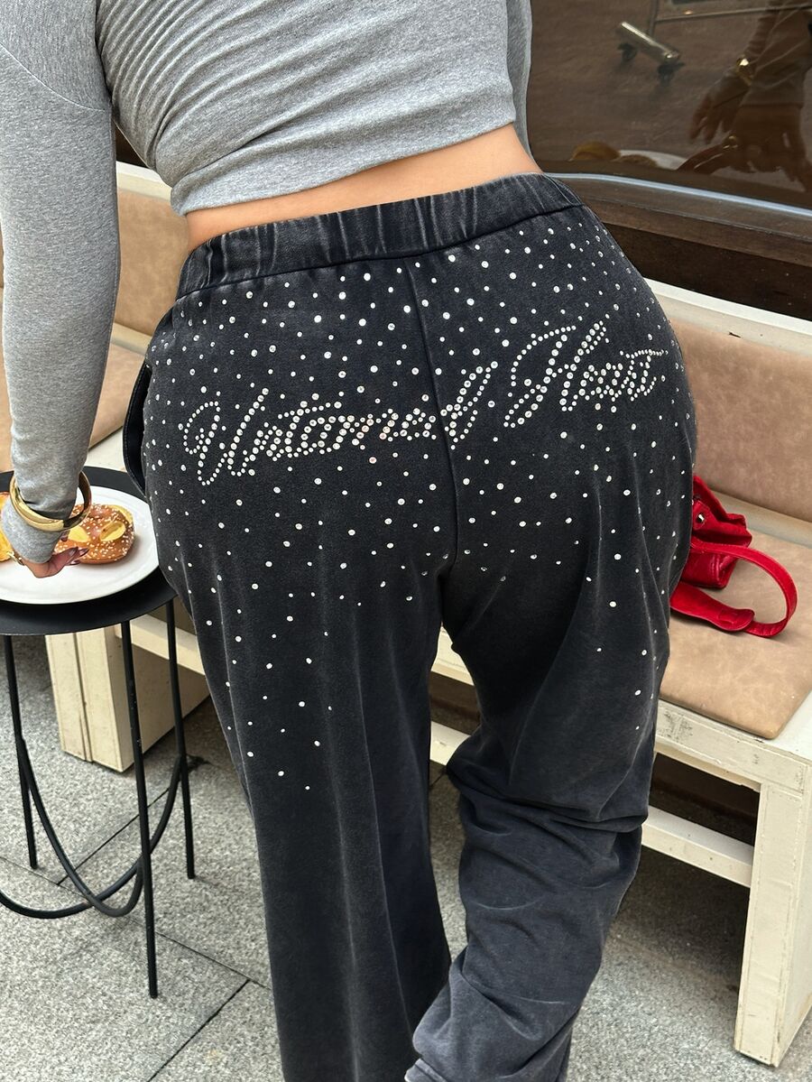 Muchica Calça de Moletom Casual Plus-Size Feminina com Lavagem Vintage ...