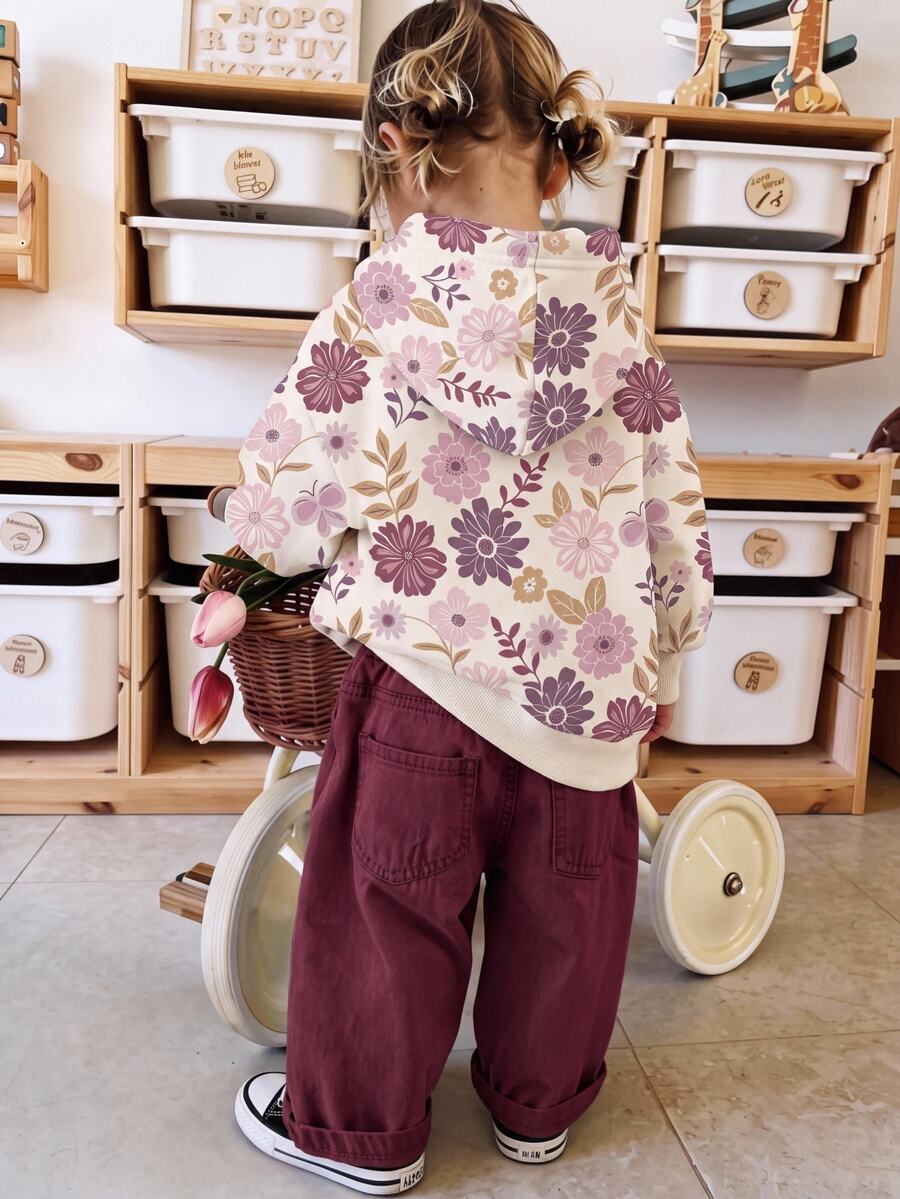 LMoss Kids Baby Girl Floral Print Casual Daily Sweatshirt - Multicolor - View 1