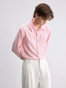RONVEXI Men's Striped Casual Long Sleeve Shirt For Daily Wear - Multicolor - View 1