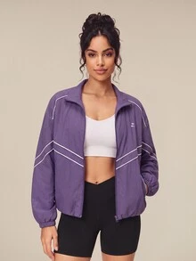 OutZeal Women Sports Jacket Gym Casual Printed Stand Collar Zip Up Jacket Fall Winter - Bold Plum - View 7