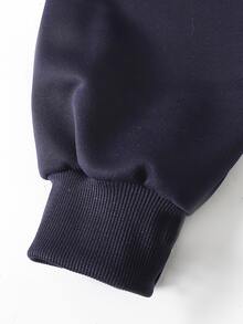 SHEIN 青少年女孩秋冬時尚休閒連帽衛衣與長褲套裝 - 藏蓝色 - 查看 5