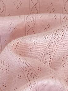 Cozy Pixies Baby Girl Decorative Ruffle Collar Round Neck Long Sleeve Pullover Top Solid Color Versatile Comfortable - Baby Pink - View 7