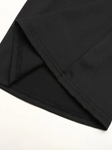 SHEIN 兒童青少年女孩秋冬休閒街頭時尚立領拉鍊夾克與波點抓皺喇叭褲套裝，適合返校與日常穿著 - 黑色 - 查看 8