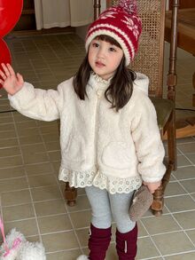 DAZY Baby Girl Casual Versatile Everyday Outing Hooded Jacket - Apricot - View 3