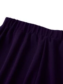 SHEIN LUNE 大尺碼女款純色休閒優雅百搭日常寬腿長褲 秋季 - 紫色 - 查看 7