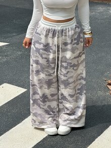 Muchica Plus-Size, Loose-Fitting Streetwear-Style Sweatpants Featuring A Retro Camouflage Print, A Contrasting Drawstring Waistband, And Pockets. - Multicolor - View 6