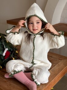 DAZY Infant (Girl) Casual Long Sleeve One-Piece Comfortable Solid Color Romper - Beige - View 8