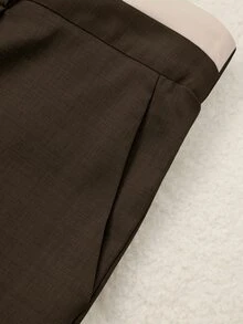 GlowEve CURVE 大尺碼女款拼色口袋鈕扣休閒百搭日常寬腿長褲 - 巧克力棕 - 查看 5