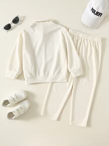 Young Boy Colorblock Patchwork Kids Sweatshirt & Autumn Pants Set - Multicolor - View 2