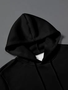 Manfinity Homme Men's Colorblock Letter Print Hoodie And Pants Casual Daily Set - Black - View 4