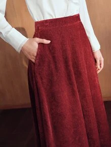 MOTF PREMIUM WOMEN'S AUTUMN/WINTER VINTAGE FULL SKIRT - Redwood - View 5