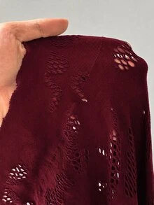 Maweii Plus Size Women Sexy Hollow Out Date Party Dress Fall - Burgundy - View 7