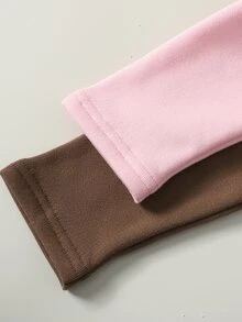 SHEIN Young Girl 2件組女童針織領休閒T恤冬衣，秋季女童上衣，適合日常休閒穿著 - 彩色 - 查看 7