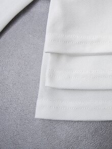 Elladie kids 女童白色 3 件組長袖 Polo 衫，彼得領配精緻愛心鈕扣，基本純色修身長袖 T 恤，適合返校季 - 白色 - 查看 6