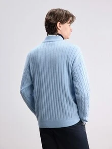 RONVEXI Men's Fashion Ribbed Button Long Sleeve Knit Cardigan - Multicolor - View 3