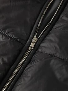 GlowEve CURVE Women's Plus Size Fur Collar Patchwork Zipper Front Fall Vest Homewear Office Black Casual Baggy Winter - Black - View 6