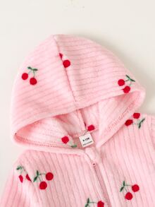 SHEIN 女嬰可愛舒適長袖連帽連身衣 - 粉色 - 查看 3