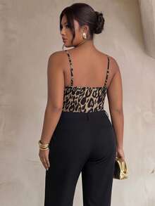 Firerie Plus Size Sexy Lace Patchwork Leopard Print Bodysuit - Multicolor - View 3