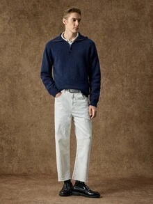Manfinity CityGents Men's Solid Color Casual Versatile Daily Wear Long Sleeve Sweater - Royal Blue - View 5