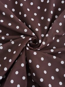 Firerie Plus Size Women Polka Dot Asymmetric Shoulder Long Sleeve Top And Skirt Casual 2 Pieces Set Elegant Thanksgiving 2 Pieces Set For Women Fall/Winter - Coffee Brown - View 8